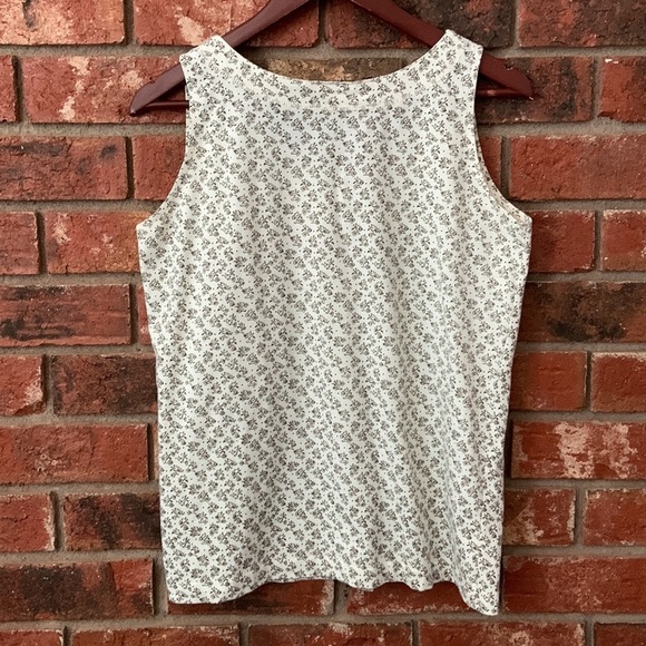 Vintage Palm Grove Cream Print Button Front Sleeveless Top - Picture 5 of 5